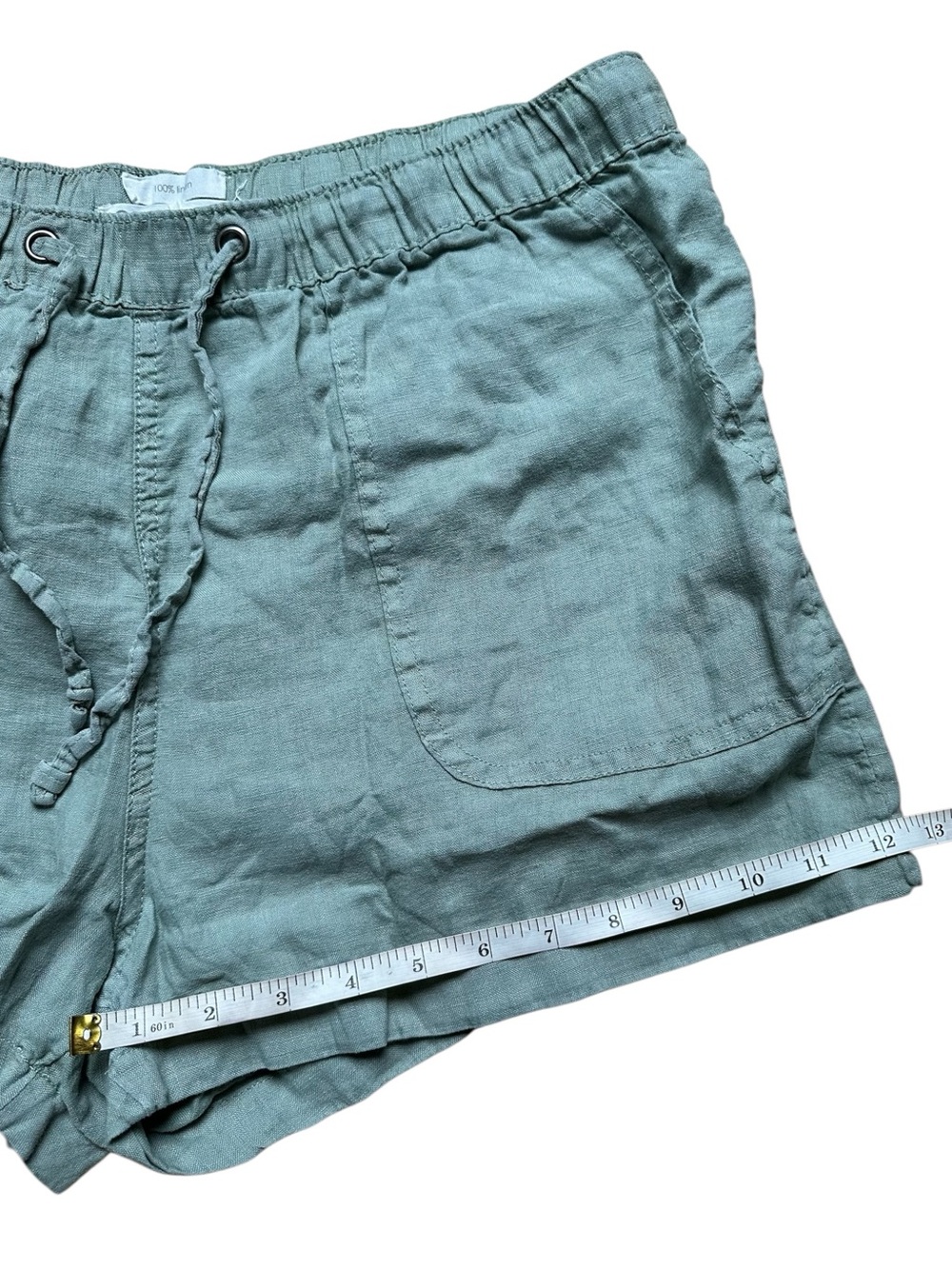 C&C California Sage Green Women's Drawstring 100% Linen Shorts - Picture 6 of 7